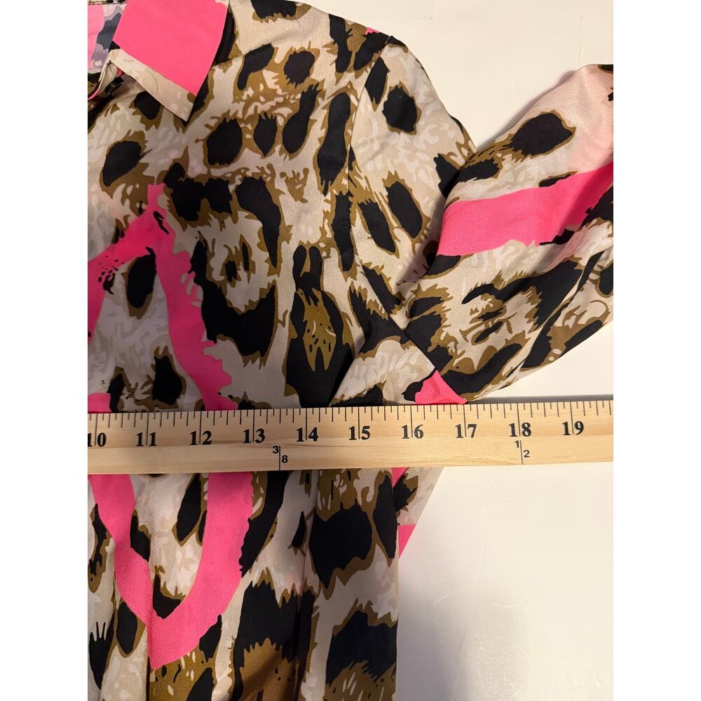 NWT A.Z.I Leopard Print Blouse  | Hot Pink Heart Tie Front Y2K Style S - Picture 4 of 10